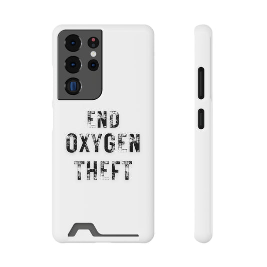 White End Oxygen Theft Phone Case With Card Holder