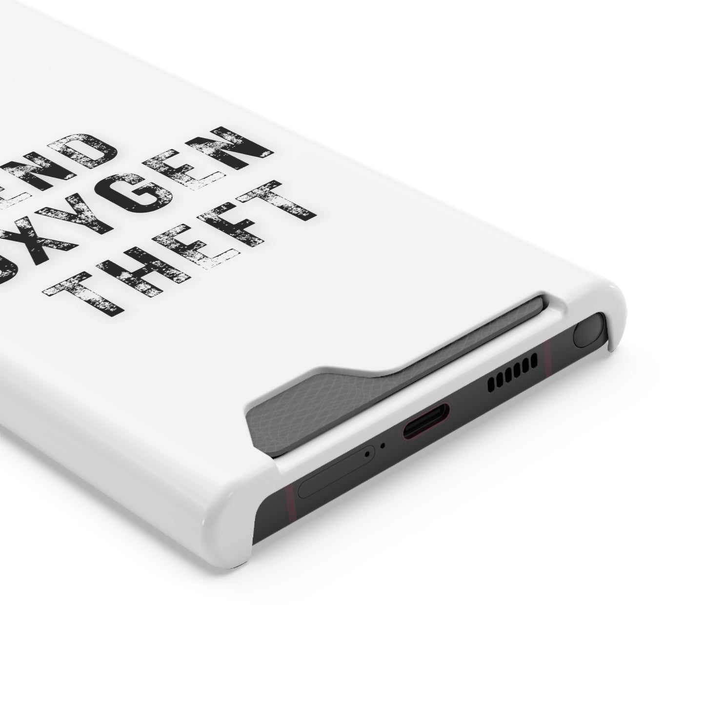 White End Oxygen Theft Phone Case With Card Holder