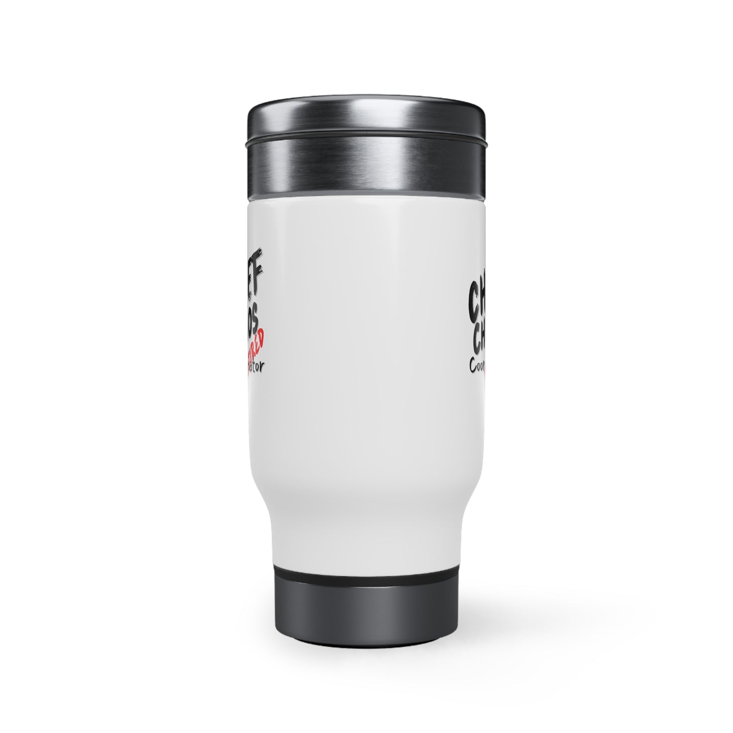 CW2 Chaos Coordinator Retired Stainless Steel Travel Mug with Handle, 14oz