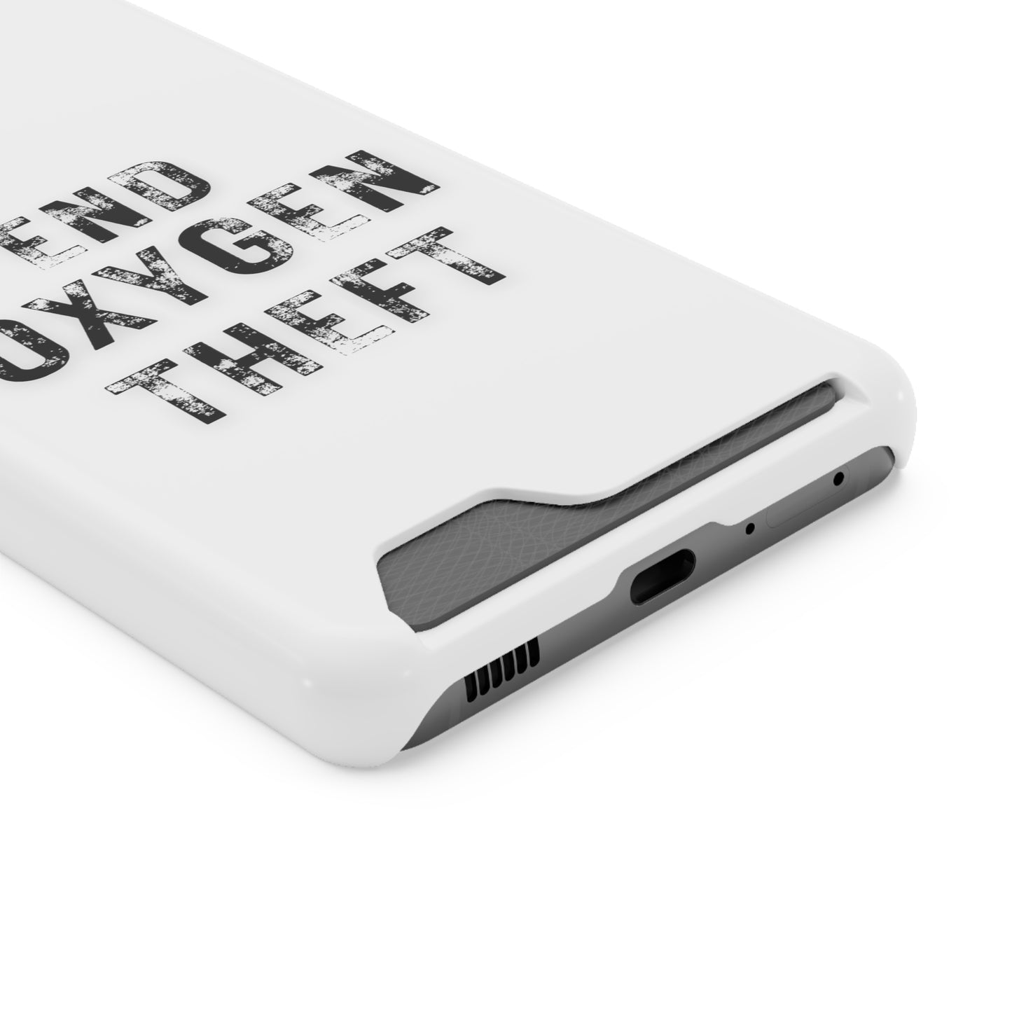 White End Oxygen Theft Phone Case With Card Holder