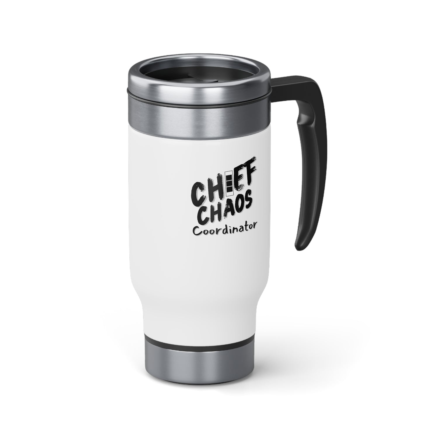 CW3 Chief Chaos Coordinator Stainless Steel Travel Mug with Handle, 14oz