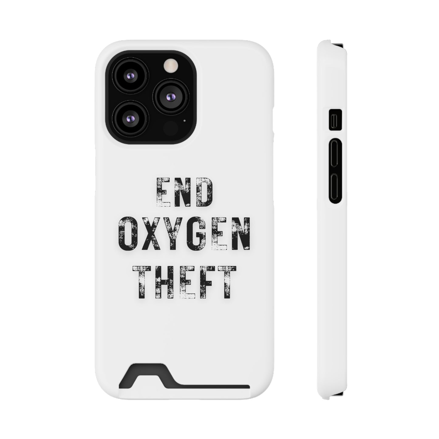 White End Oxygen Theft Phone Case With Card Holder
