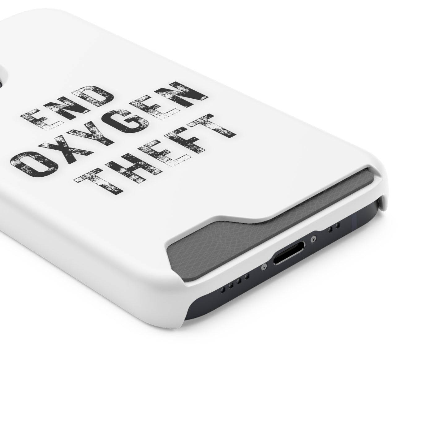 White End Oxygen Theft Phone Case With Card Holder