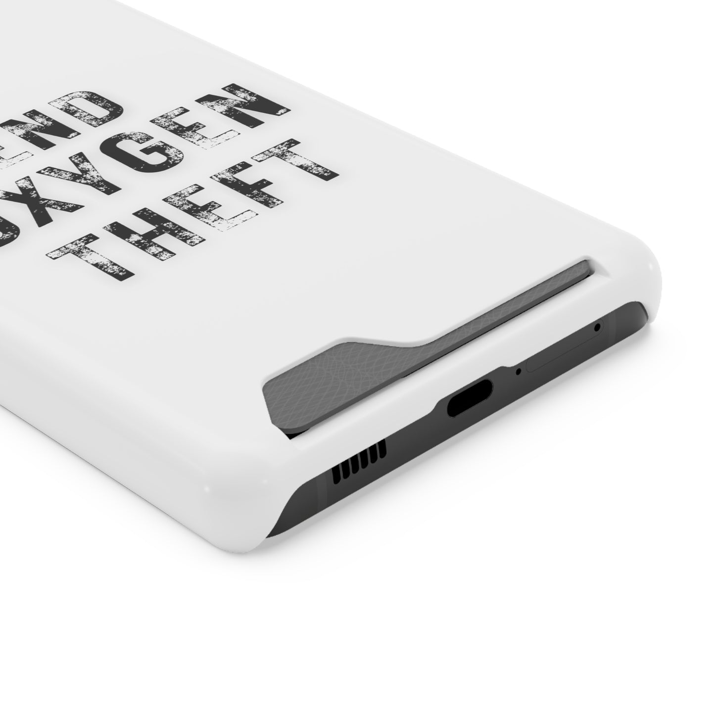 White End Oxygen Theft Phone Case With Card Holder