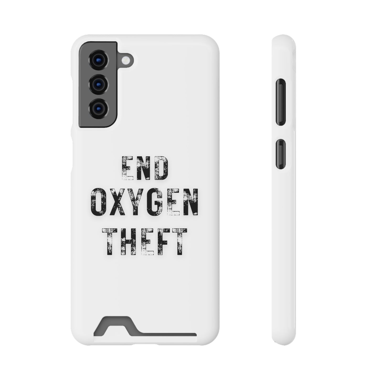 White End Oxygen Theft Phone Case With Card Holder