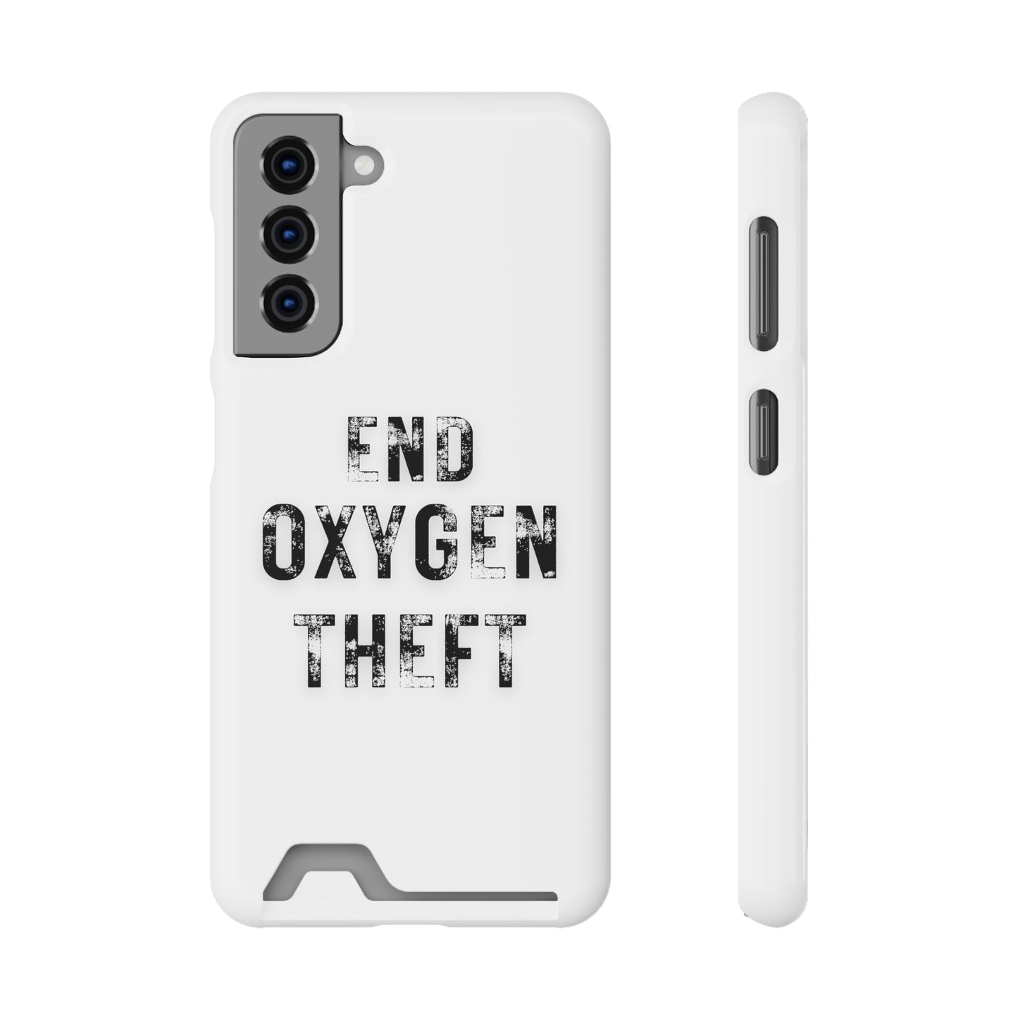 White End Oxygen Theft Phone Case With Card Holder