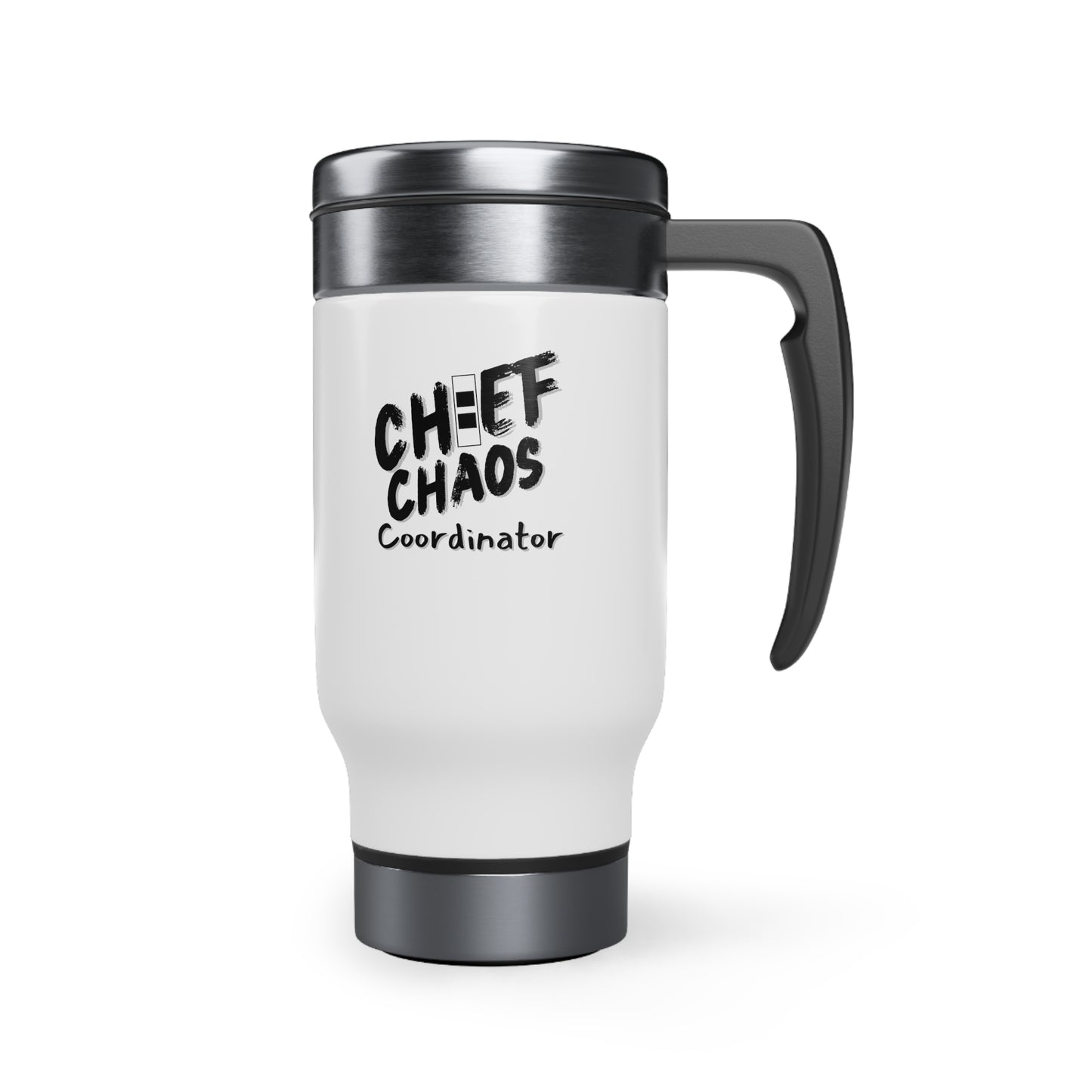 CW2 Chief Chaos Coordinator Stainless Steel Travel Mug with Handle, 14oz