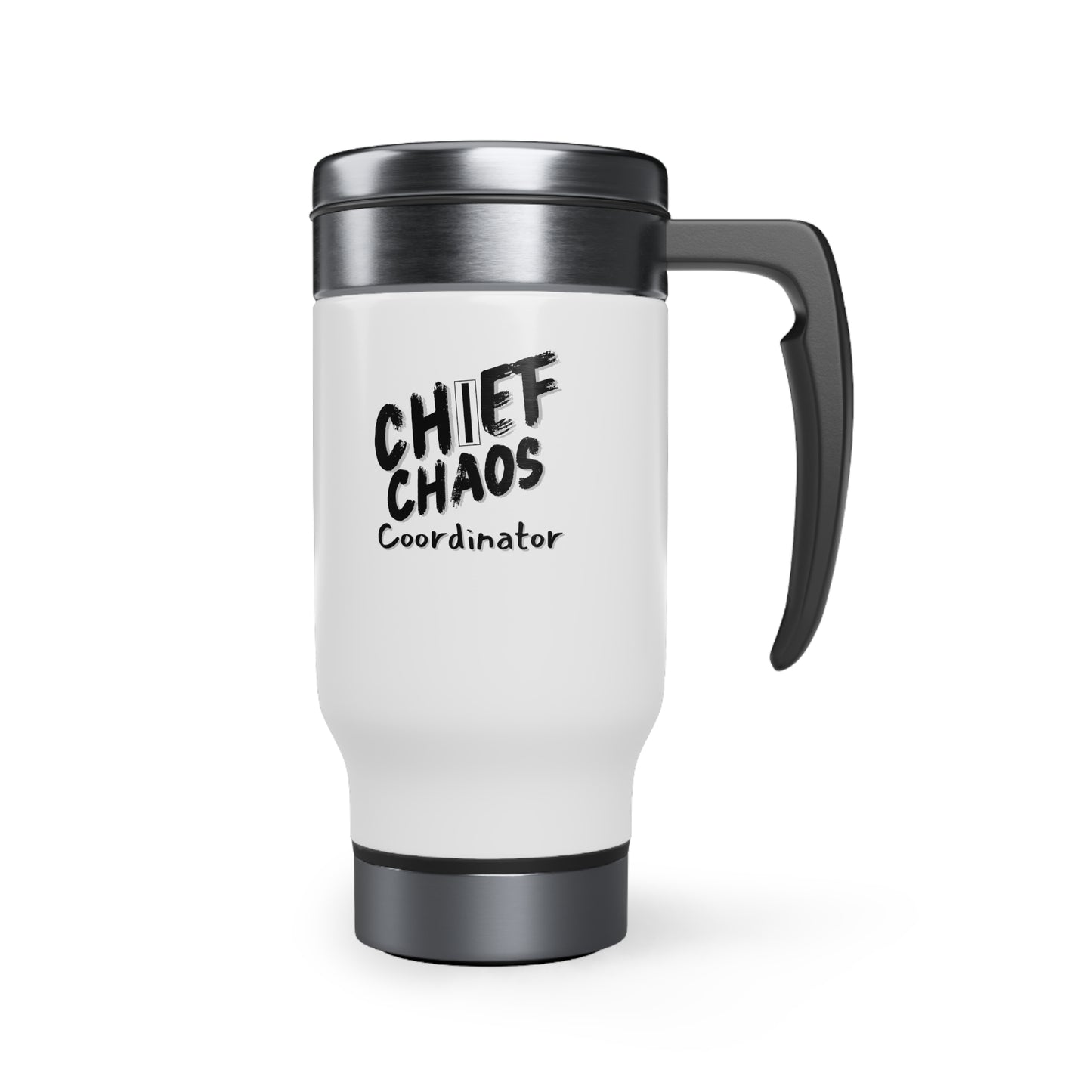 CW5 Chief Chaos Coordinator Stainless Steel Travel Mug with Handle, 14oz