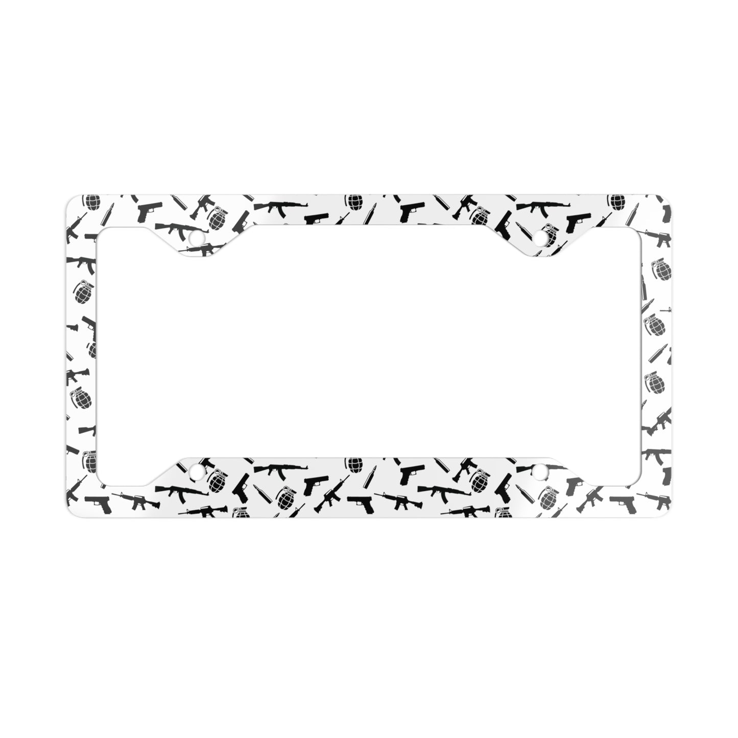 Guns and Grenades Metal License Plate Frame