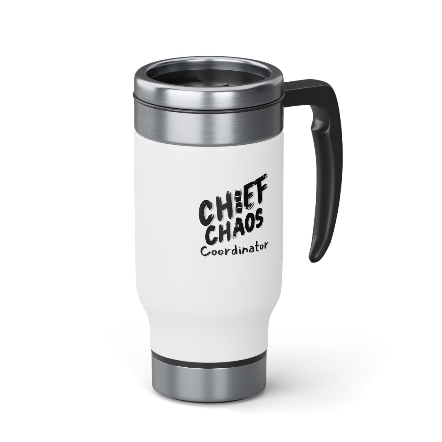 CW4 Chief Chaos Coordinator Stainless Steel Travel Mug with Handle, 14oz