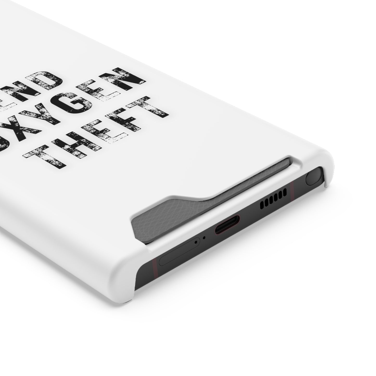 White End Oxygen Theft Phone Case With Card Holder