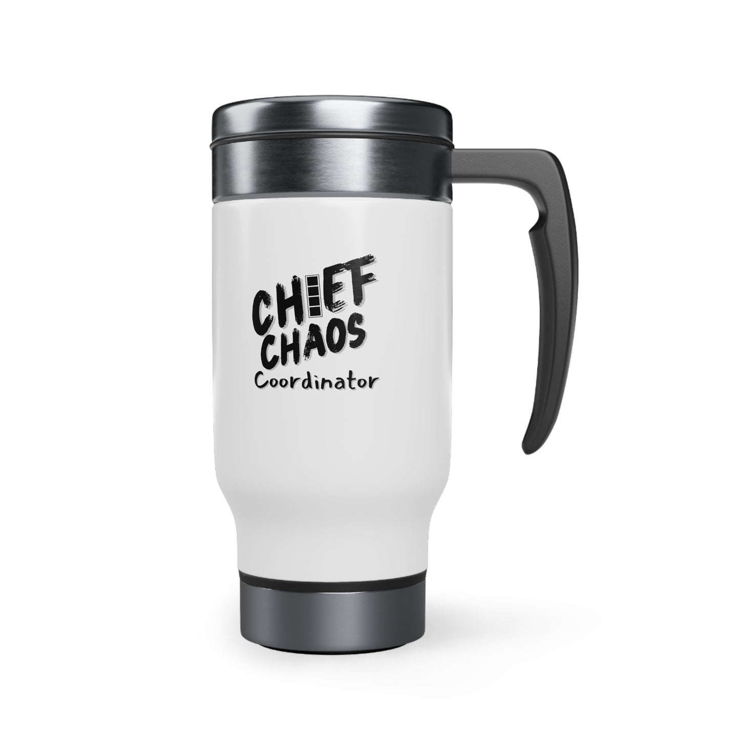 CW4 Chief Chaos Coordinator Stainless Steel Travel Mug with Handle, 14oz