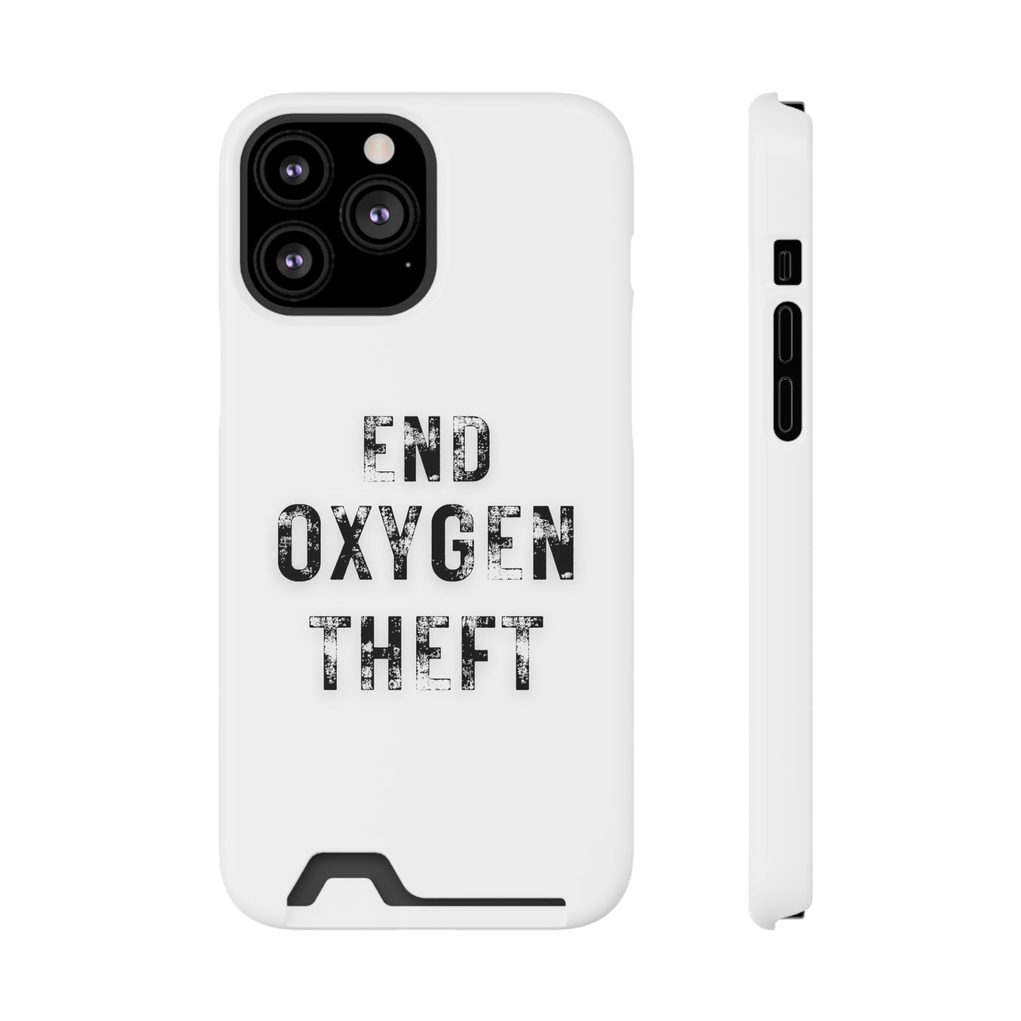 White End Oxygen Theft Phone Case With Card Holder