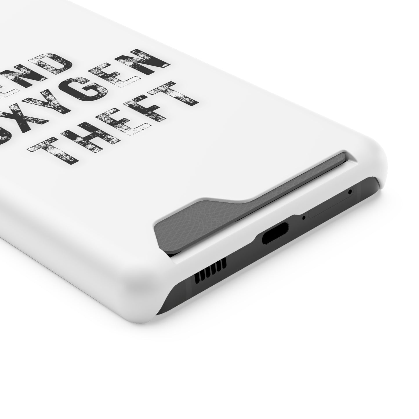 White End Oxygen Theft Phone Case With Card Holder
