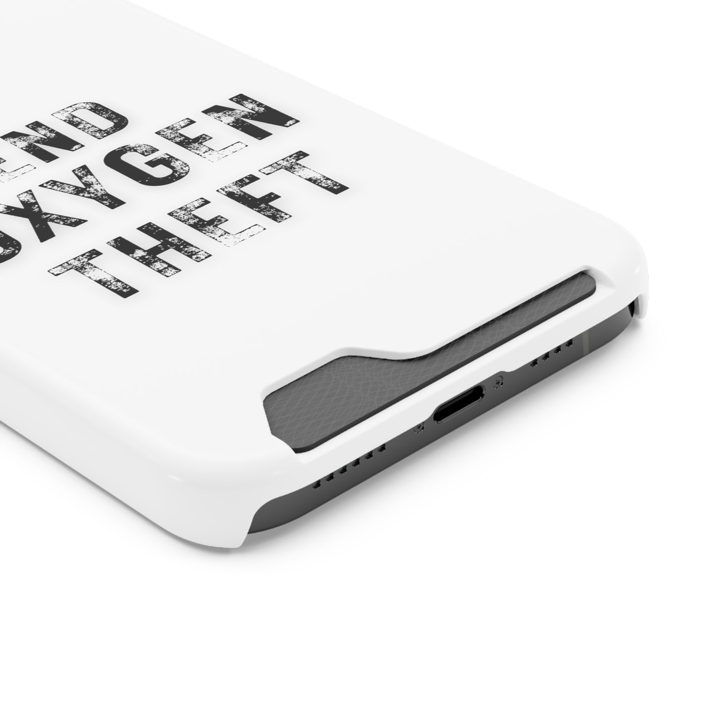 White End Oxygen Theft Phone Case With Card Holder