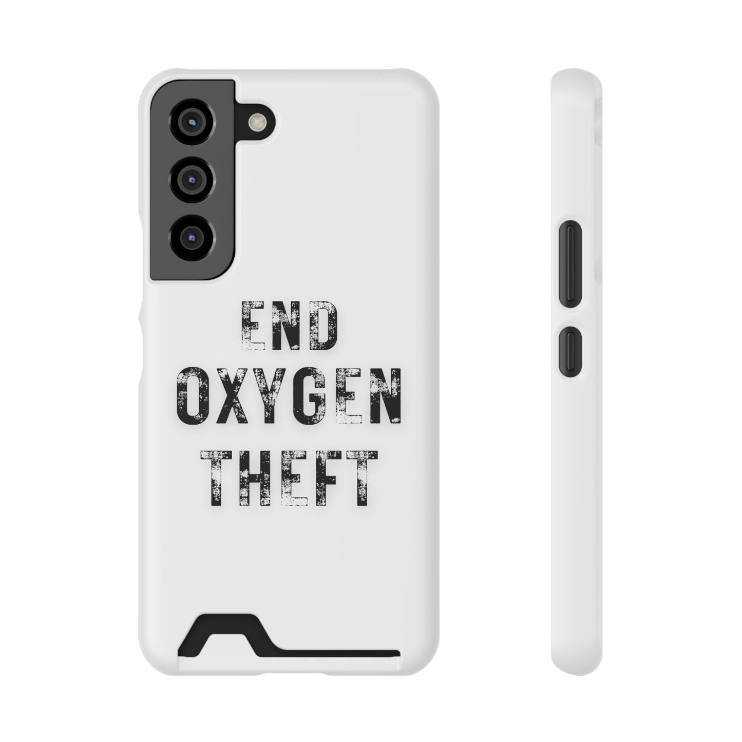 White End Oxygen Theft Phone Case With Card Holder