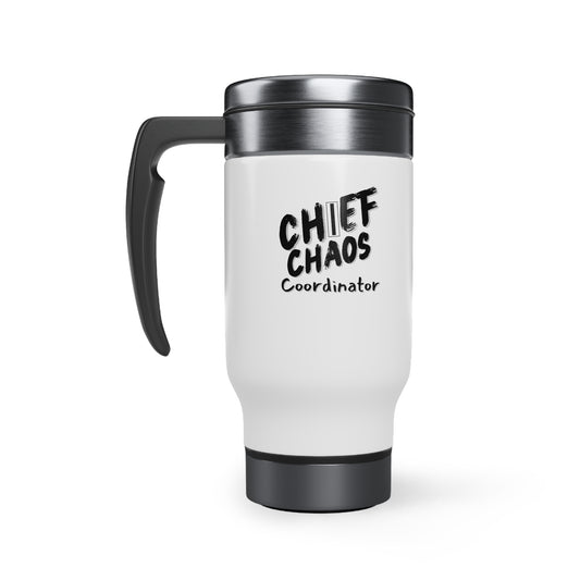 CW5 Chief Chaos Coordinator Stainless Steel Travel Mug with Handle, 14oz