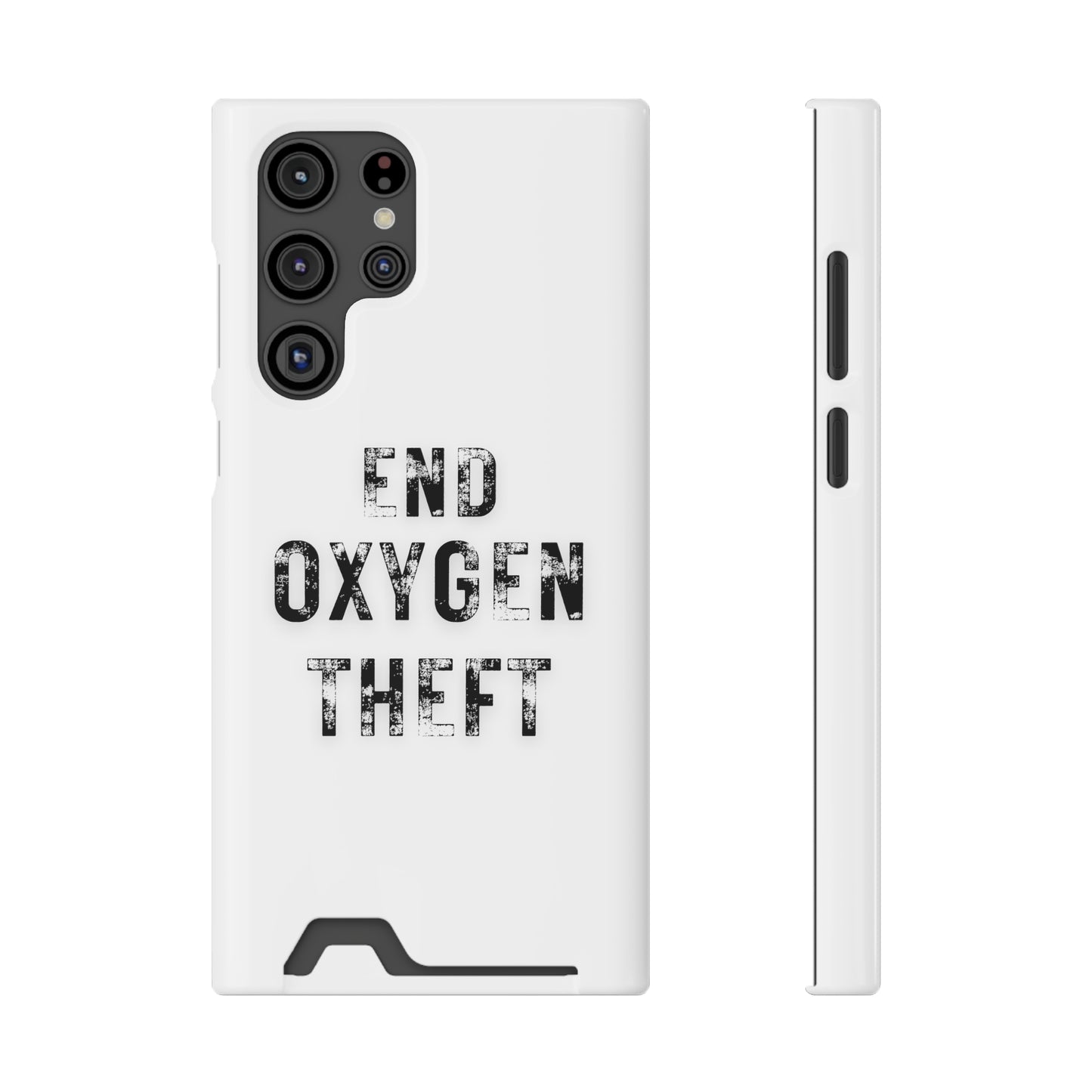 White End Oxygen Theft Phone Case With Card Holder