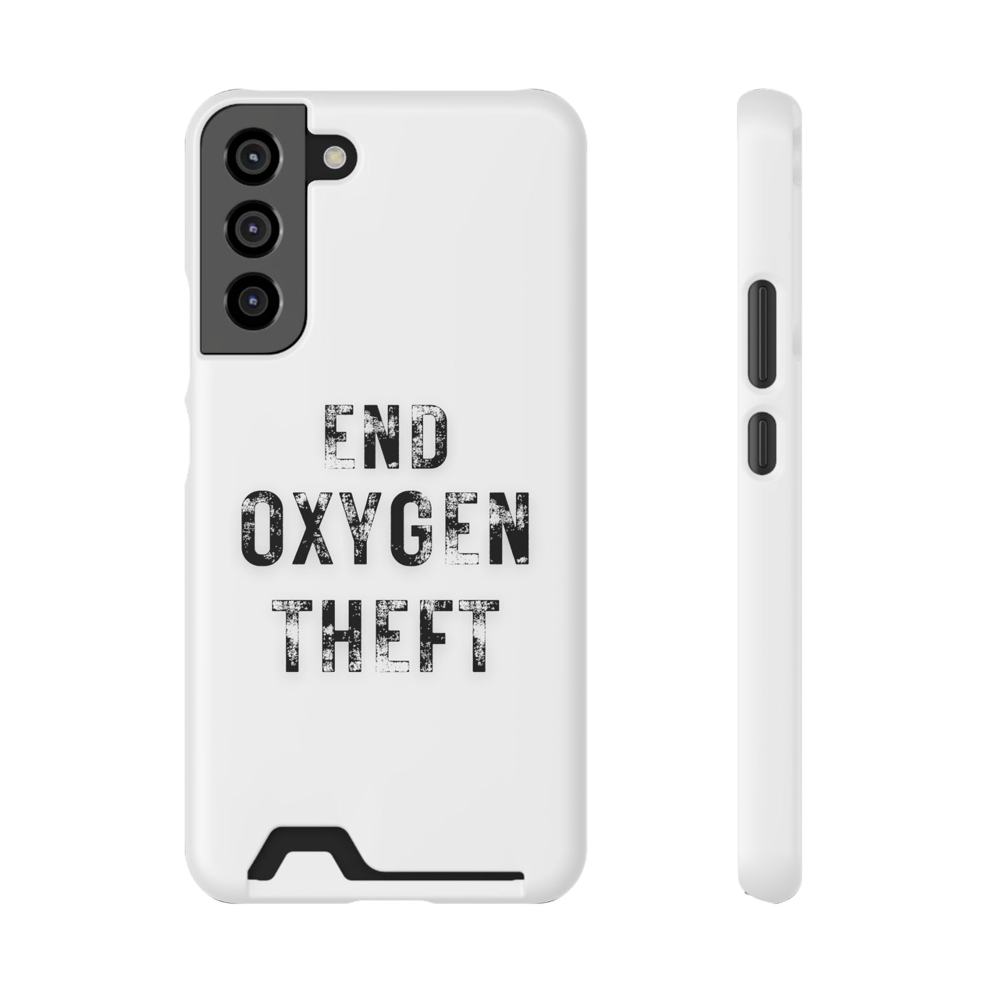 White End Oxygen Theft Phone Case With Card Holder